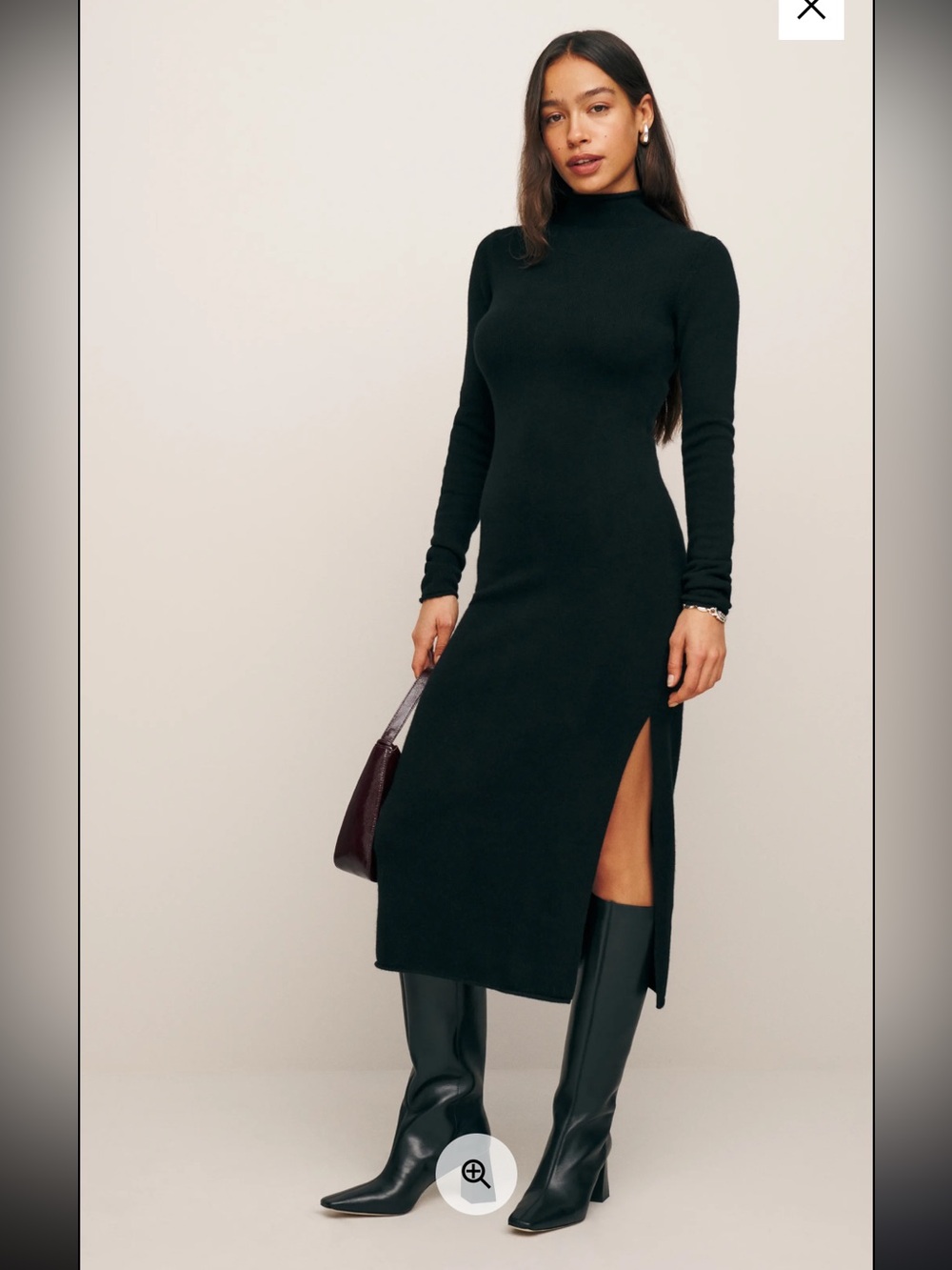 Reformation Black Long Cashmere Dress With Slit